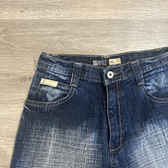 Vintage Southpole Y2K Denim Baggy Shorts Streetwear Youth Size 10 - Picture 2 of 5